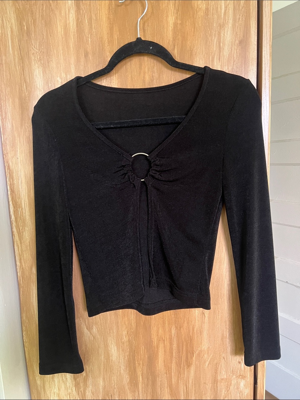 Black Open Front Ring Top